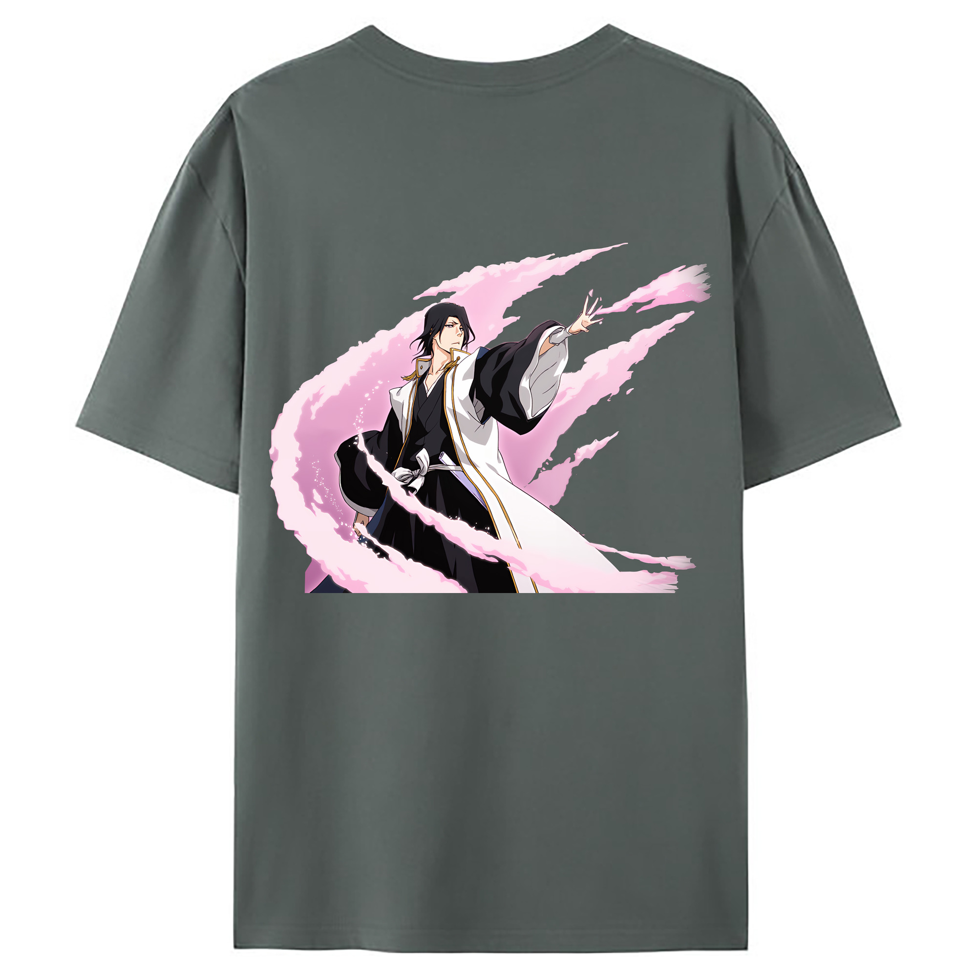 （画像用） ブリーチ くちき びゃくや BLEACH Kuchiki Byakuya 綿100％ メンズ半袖Tシャツ（バックプリント） 通気性